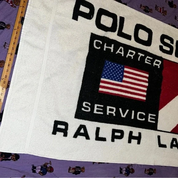 Polo Sport Ralph Lauren Vintage Beach Towel USA RL “Charter Service” Beach Towels